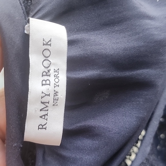 Ramy Brooke Navy blue Long Sleeve Laced Winnie Blouse Size Medium - Picture 11 of 12